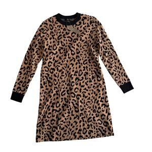 Leopard Print Long Sleeve Sweater Dress | Wool Blend | Size Small | NWT
